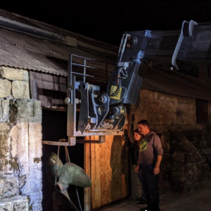 The Agios Spyridon's propeller temporarily stored at Latchi.