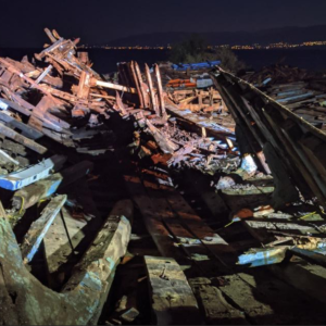 The dismantled vessel.