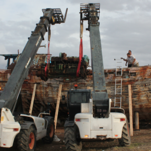 The vessel's engine is removed.